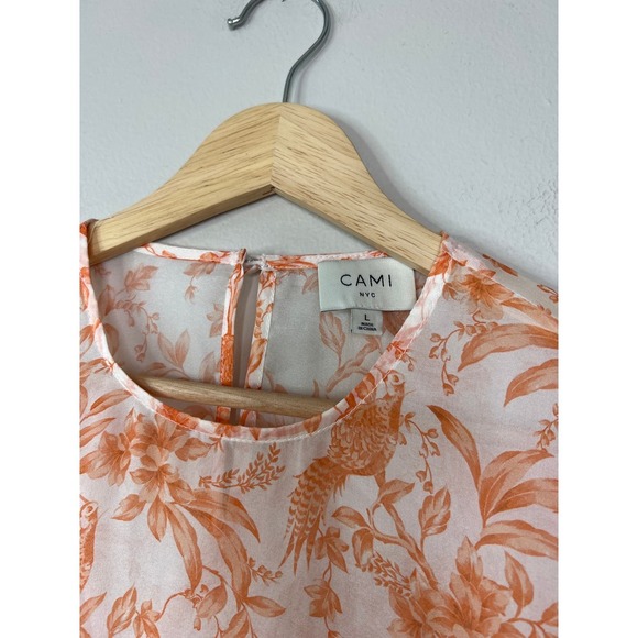 NEW Cami NYC Analys Long Sleeves Papaya Toile Orange and White Blouse Top - Picture 4 of 7